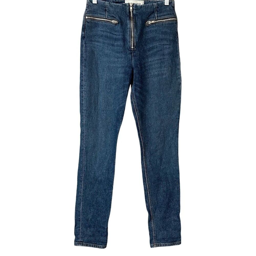 Reformation Niki Big Zipper Pocket Mid‎ Wash High Rise Skinny Jeans Womens 27